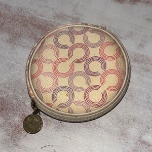 Coach Multicolor Dotted C Round Coin Case Bag Charm - Vintage Poppy Era